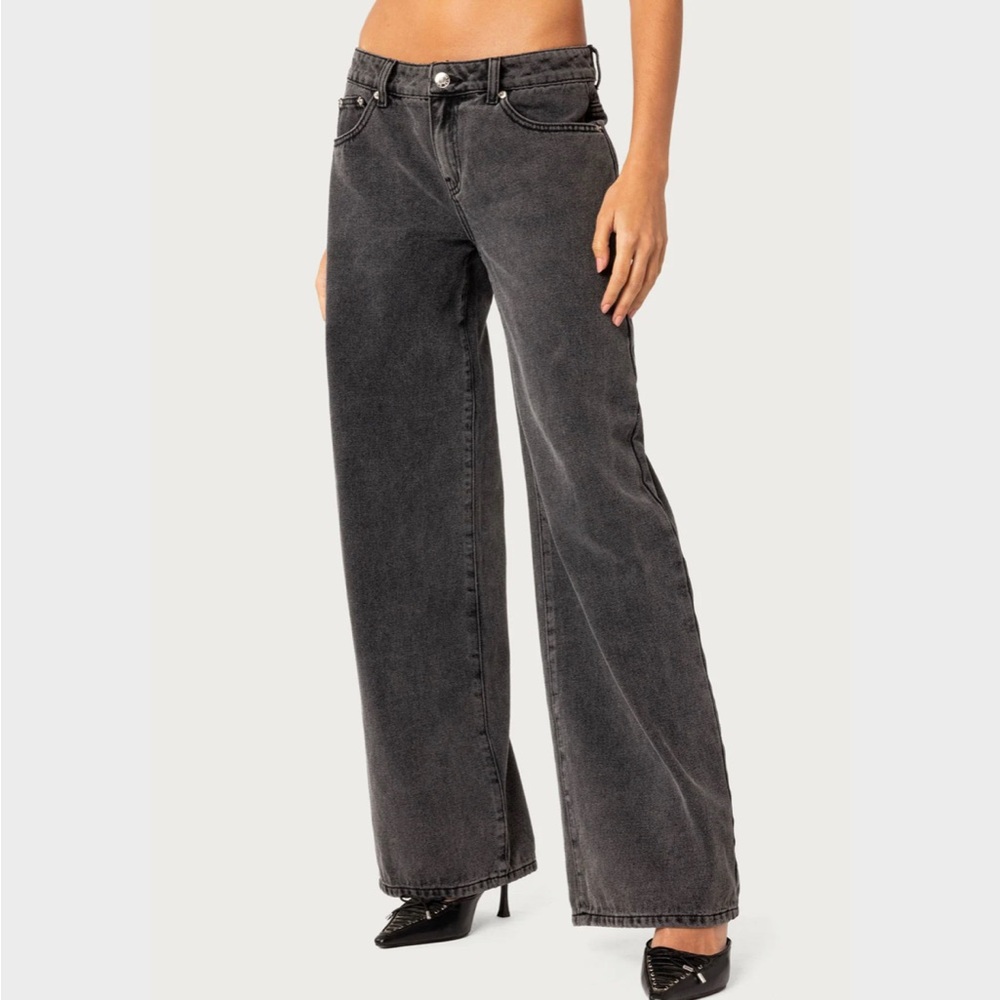 Edikted Raelynn Washed Low Rise Baggy Jeans - Picture 3 of 5